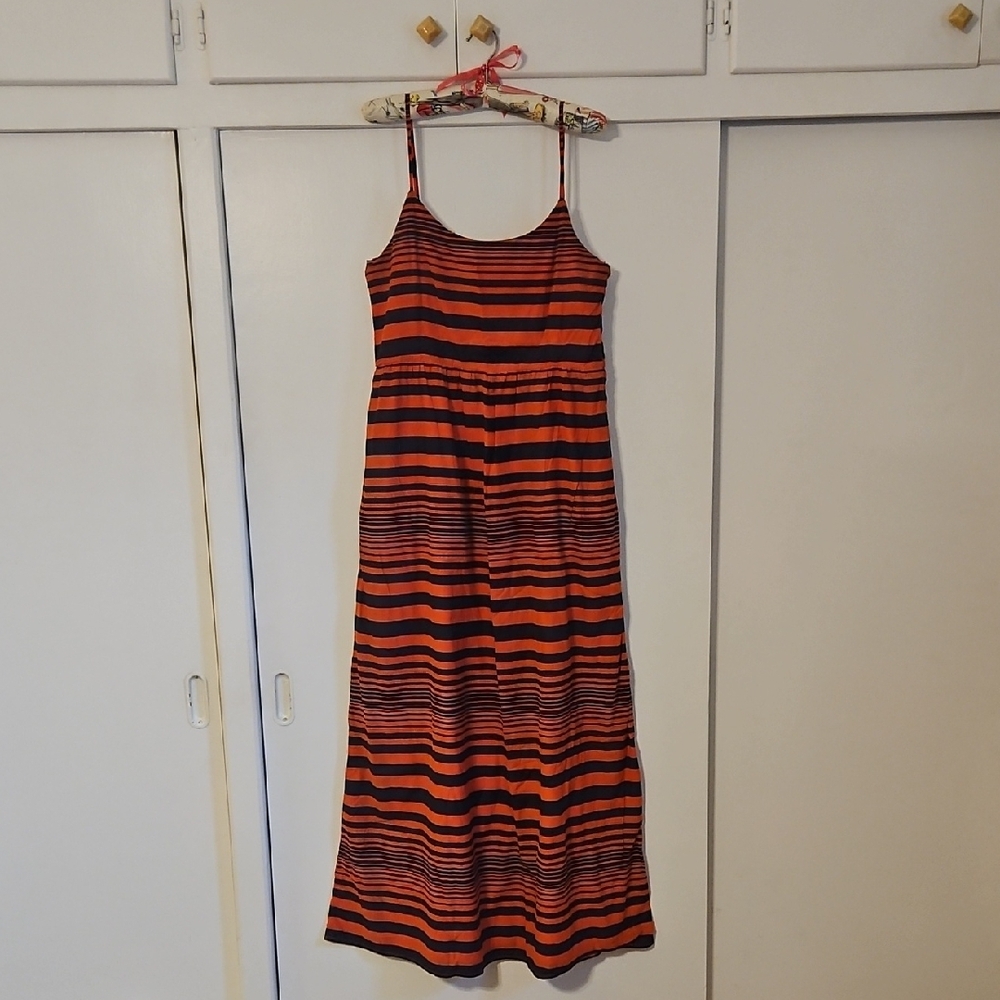 Gap Orange and Navy Striped Maxi Dress